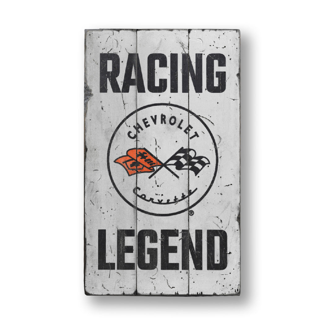 Racing Legend Corvette Rustic Wood Sign