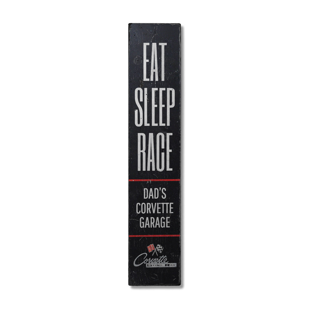 Eat Sleep Race Chevy Corvette Wood Sign