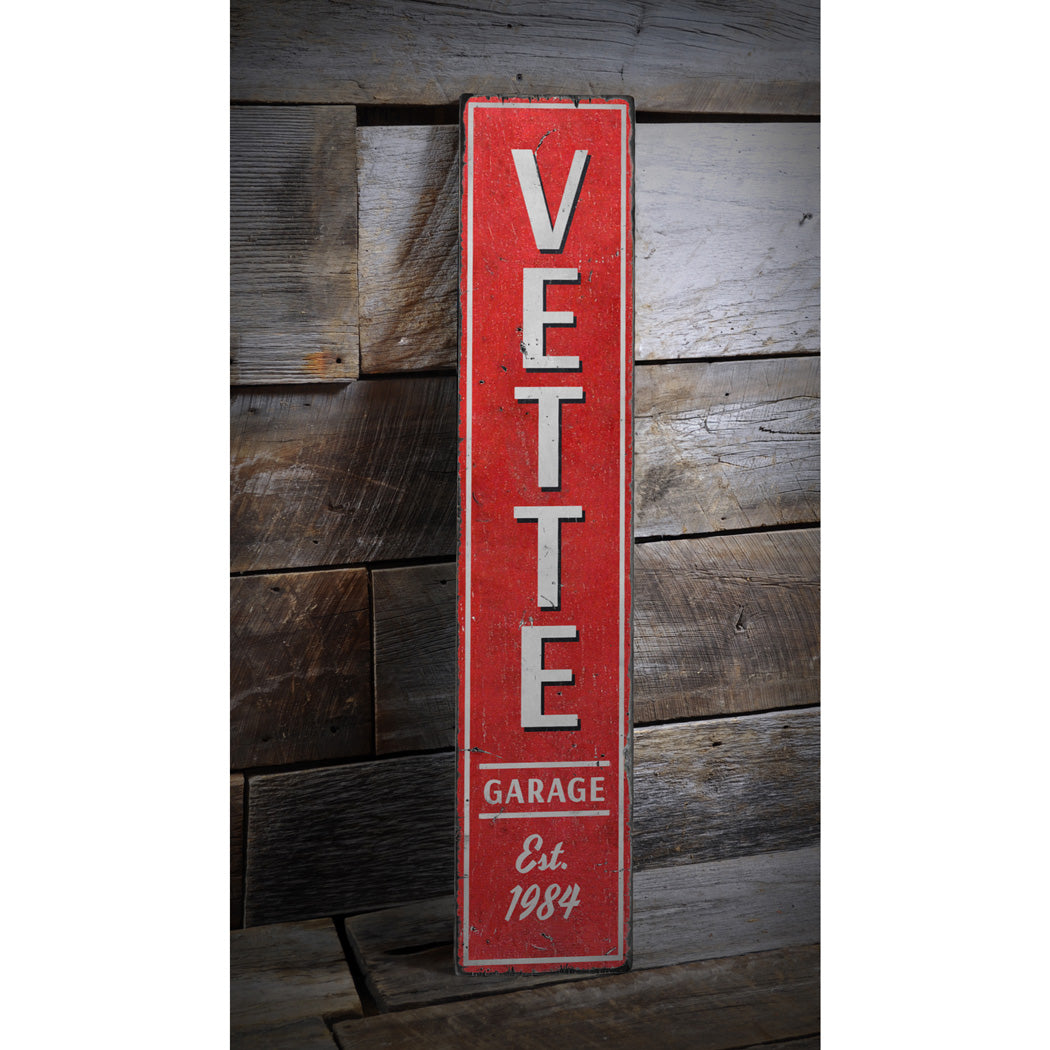 Vette Garage Chevy Corvette Wood Sign