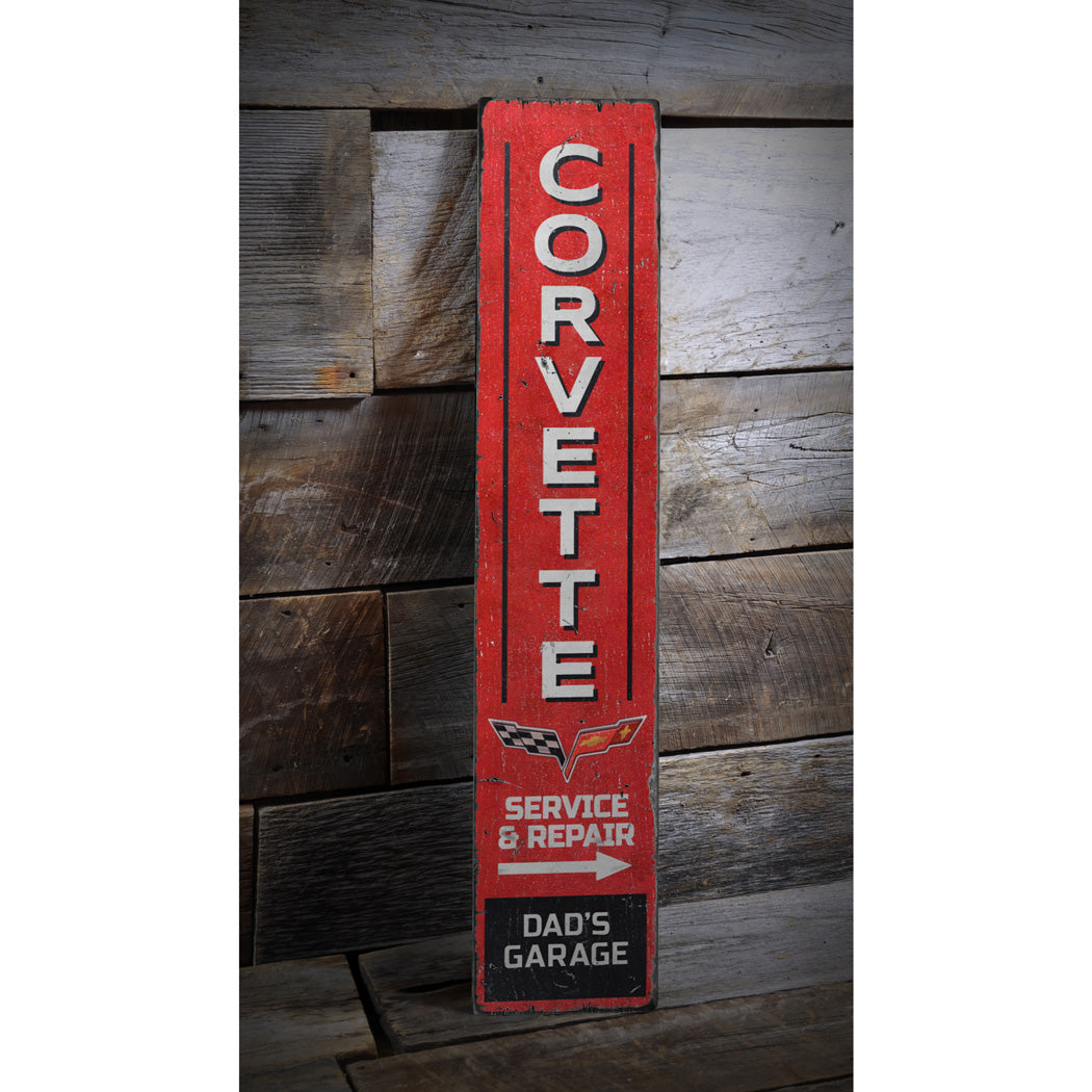 Corvette Service & Repair Wood Sign