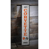 Vertical Vintage Chevy Corvette Garage Wood Sign