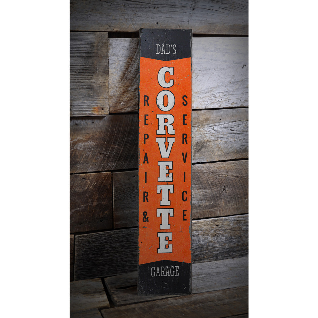 Corvette Garage Repair Wood Sign