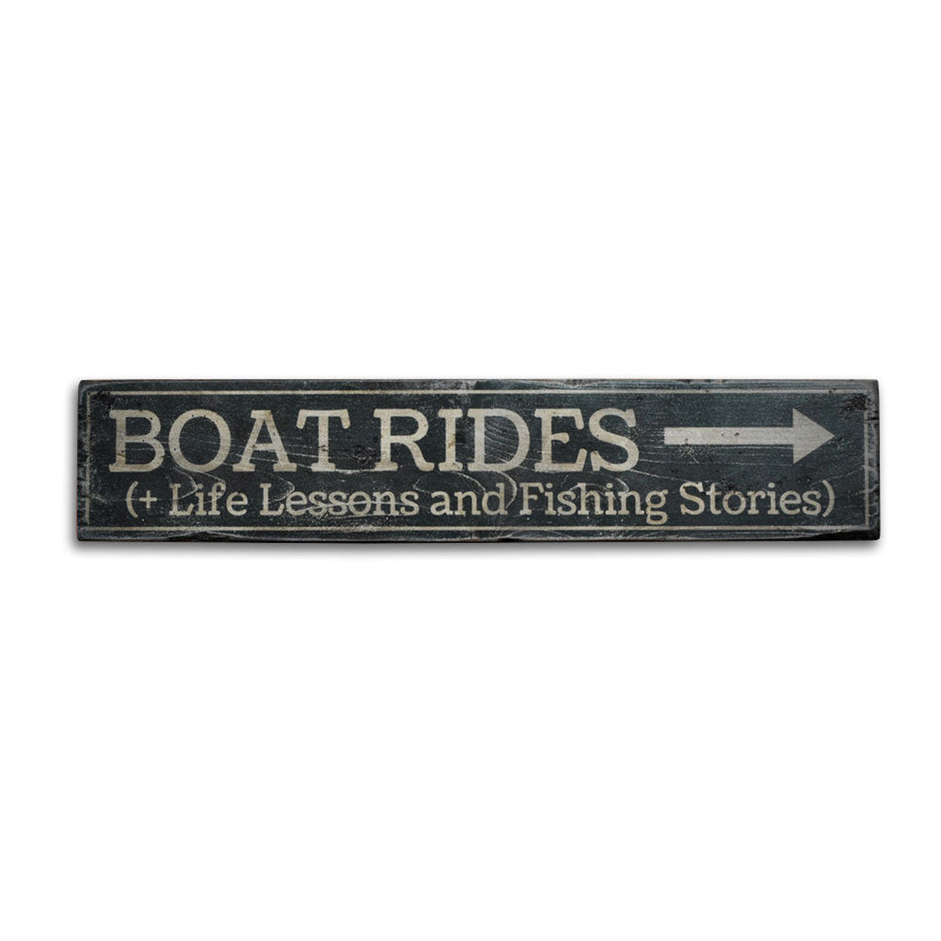 Boat Rides Rustic Wood Sign