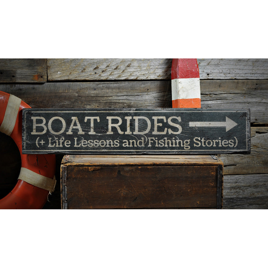 Boat Rides Rustic Wood Sign