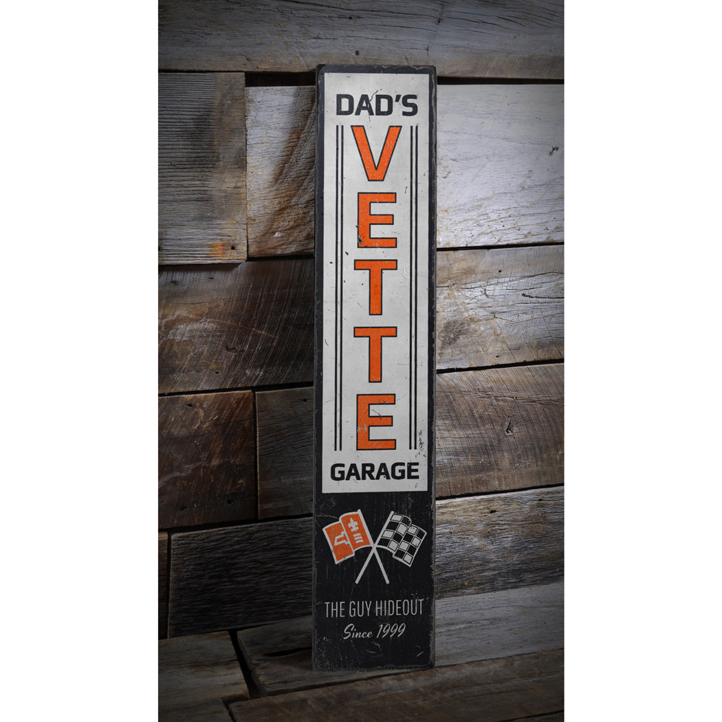 Dad's Vette Garage Wood Sign