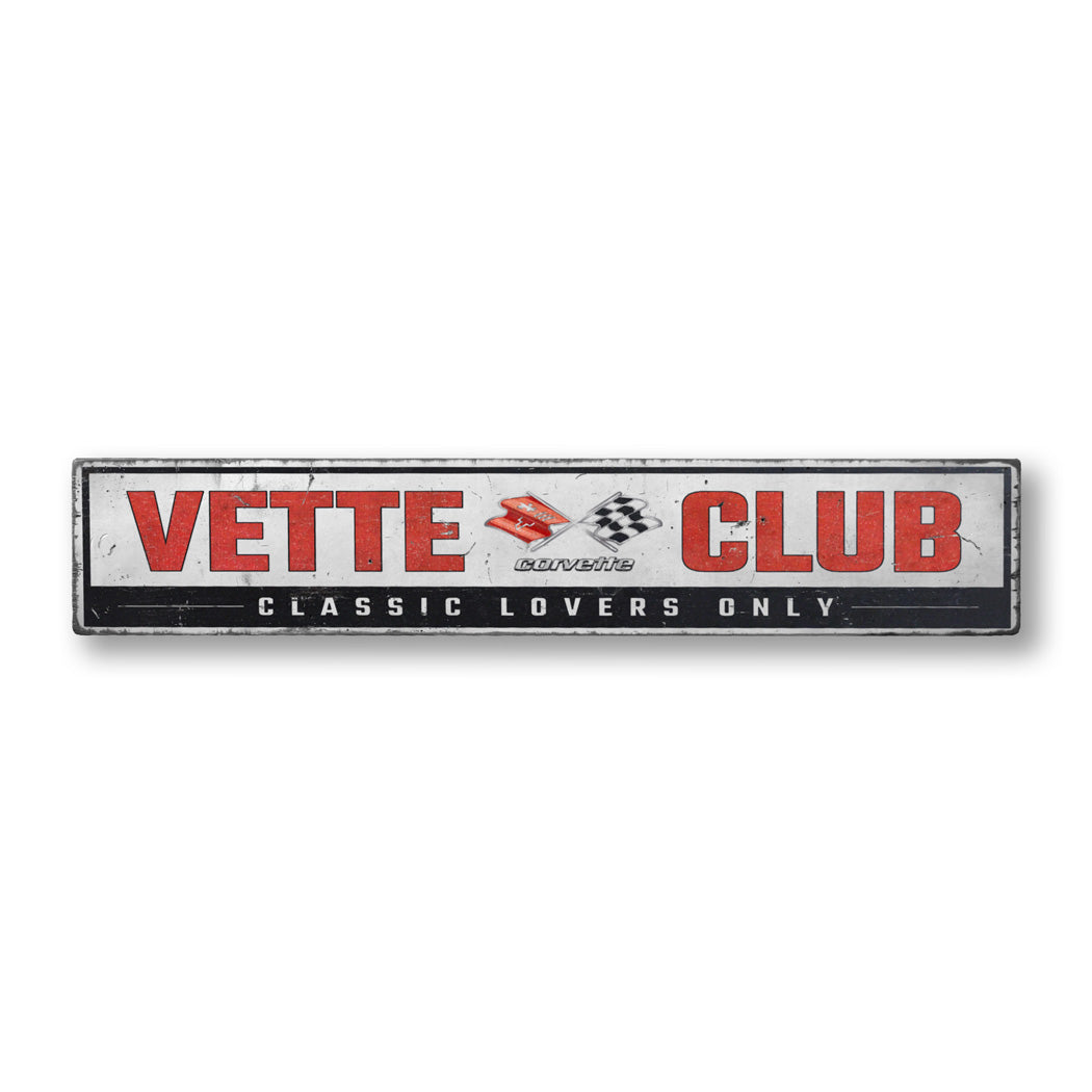 Vette Club Corvette Rustic Wood Sign