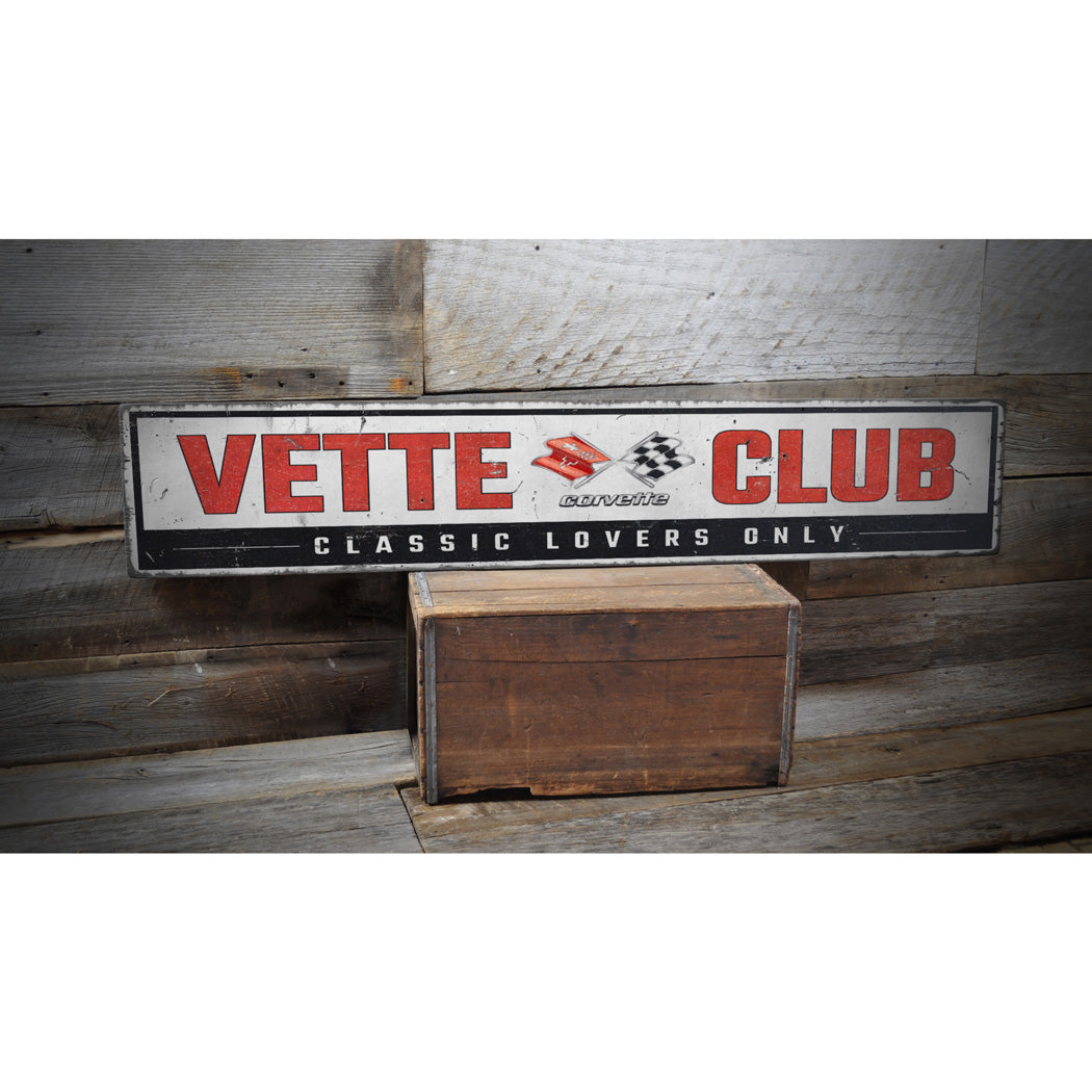 Vette Club Corvette Rustic Wood Sign