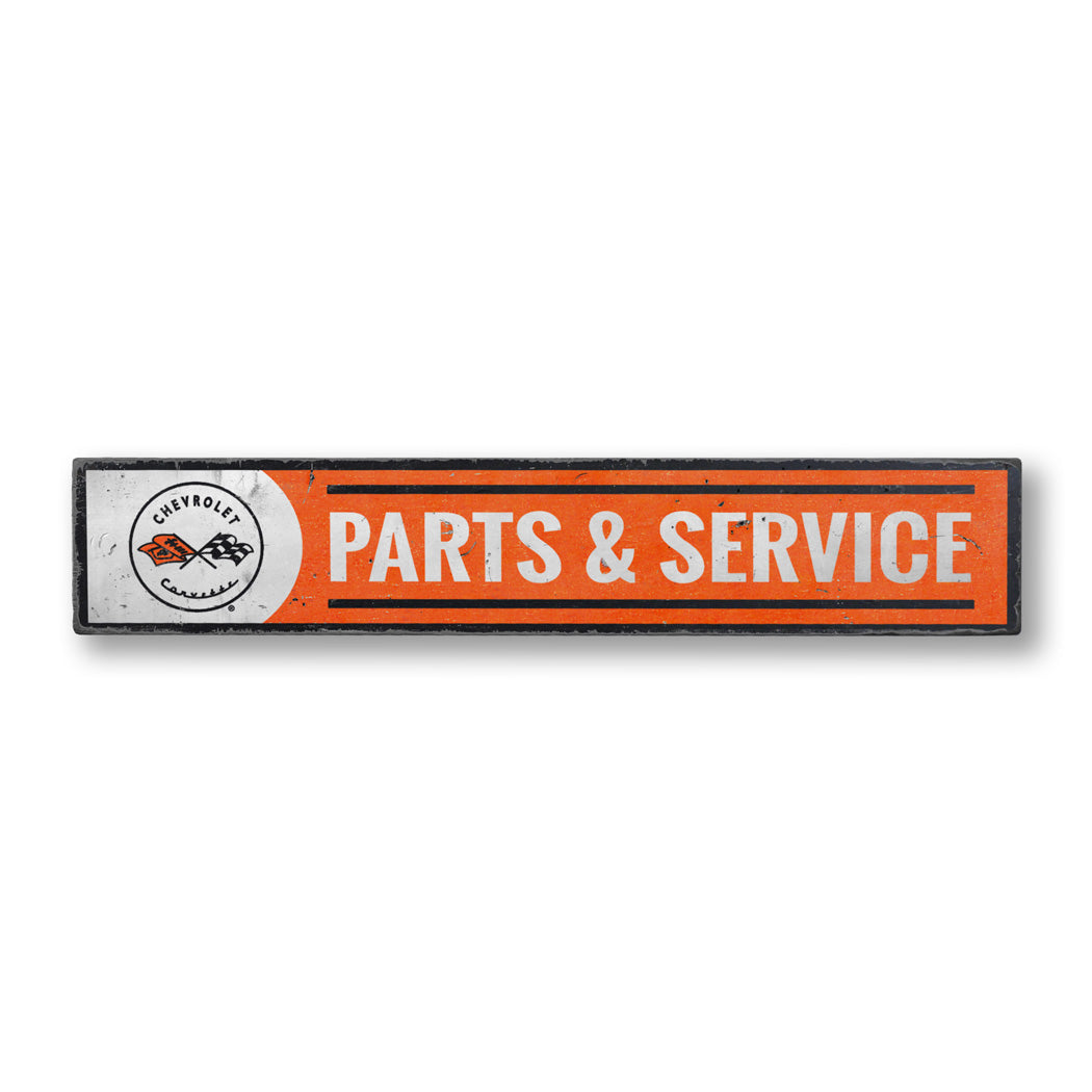 Corvette Parts and Service Rustic Wood Sign