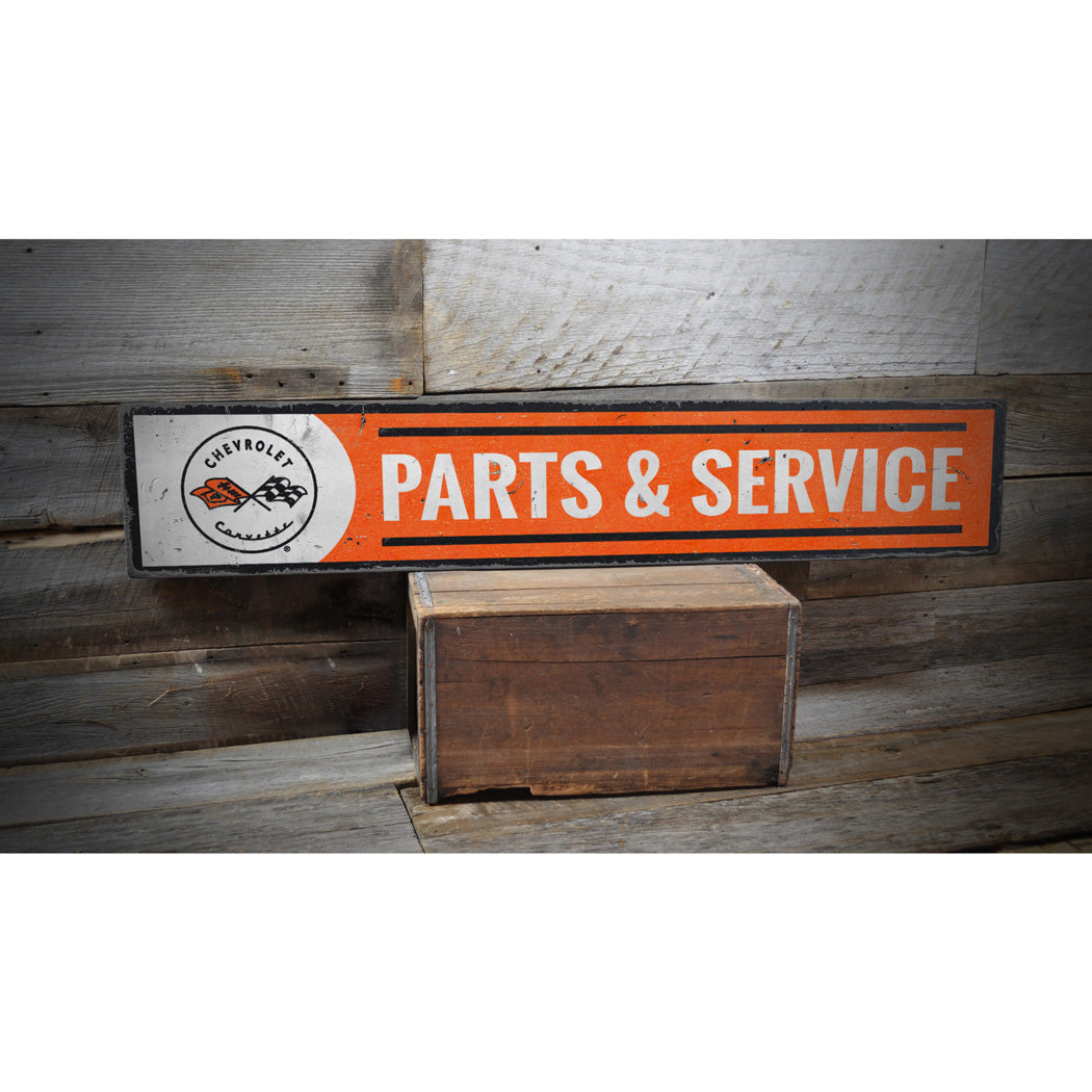 Corvette Parts and Service Rustic Wood Sign