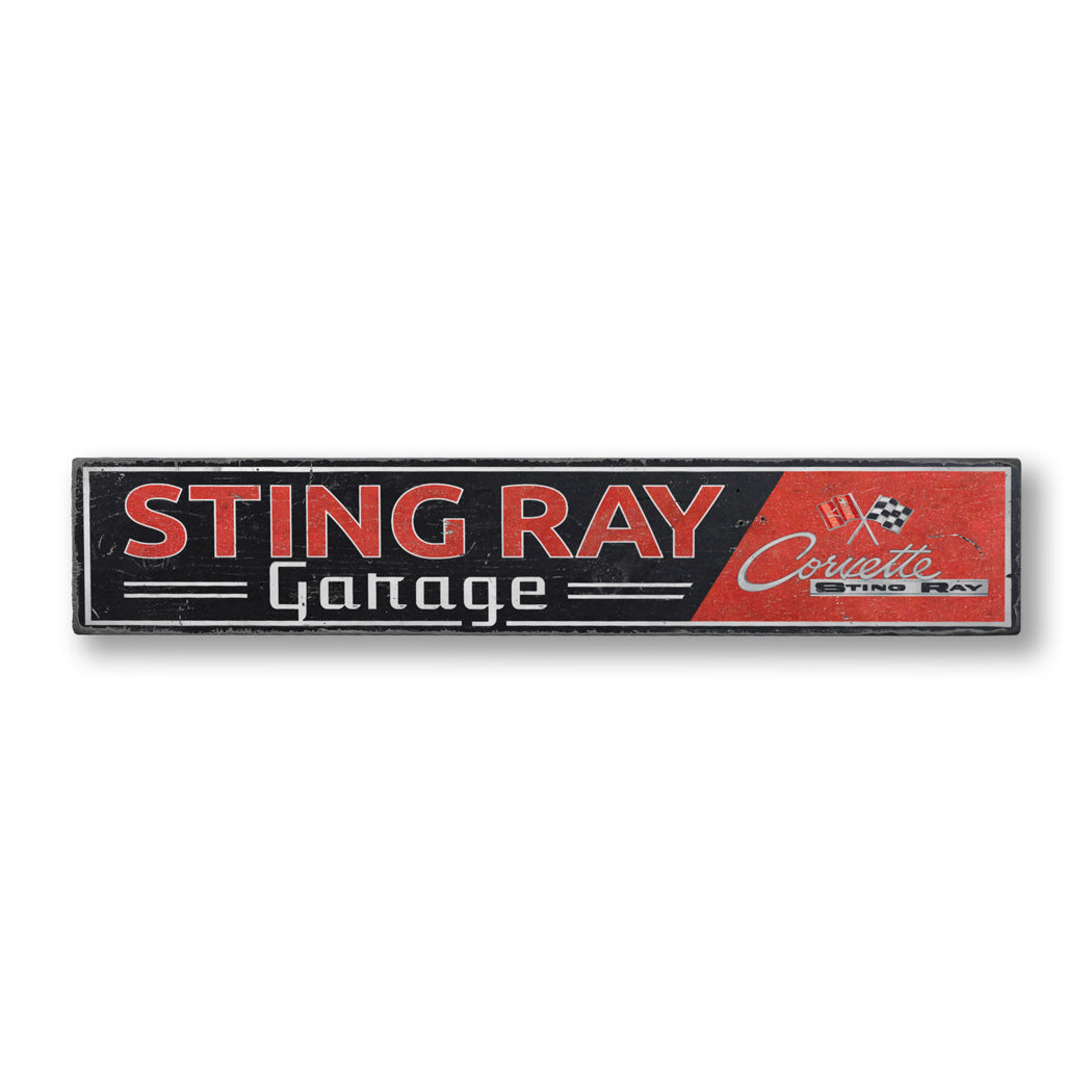 Sting Ray Corvette Rustic Wood Sign