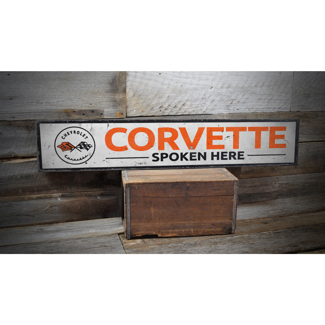 Corvette Spoken Here Rustic Wood Sign