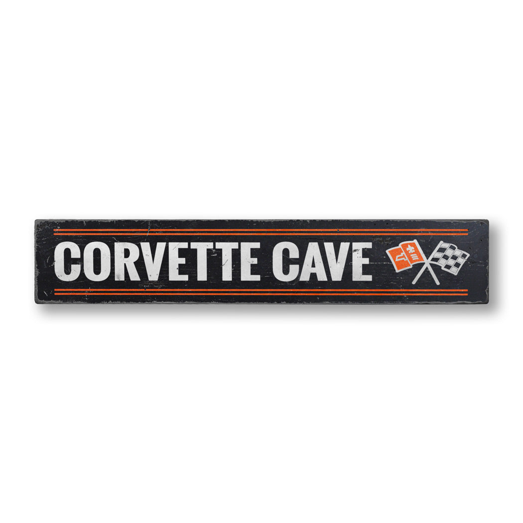 Corvette Cave Chevy Rustic Wood Sign