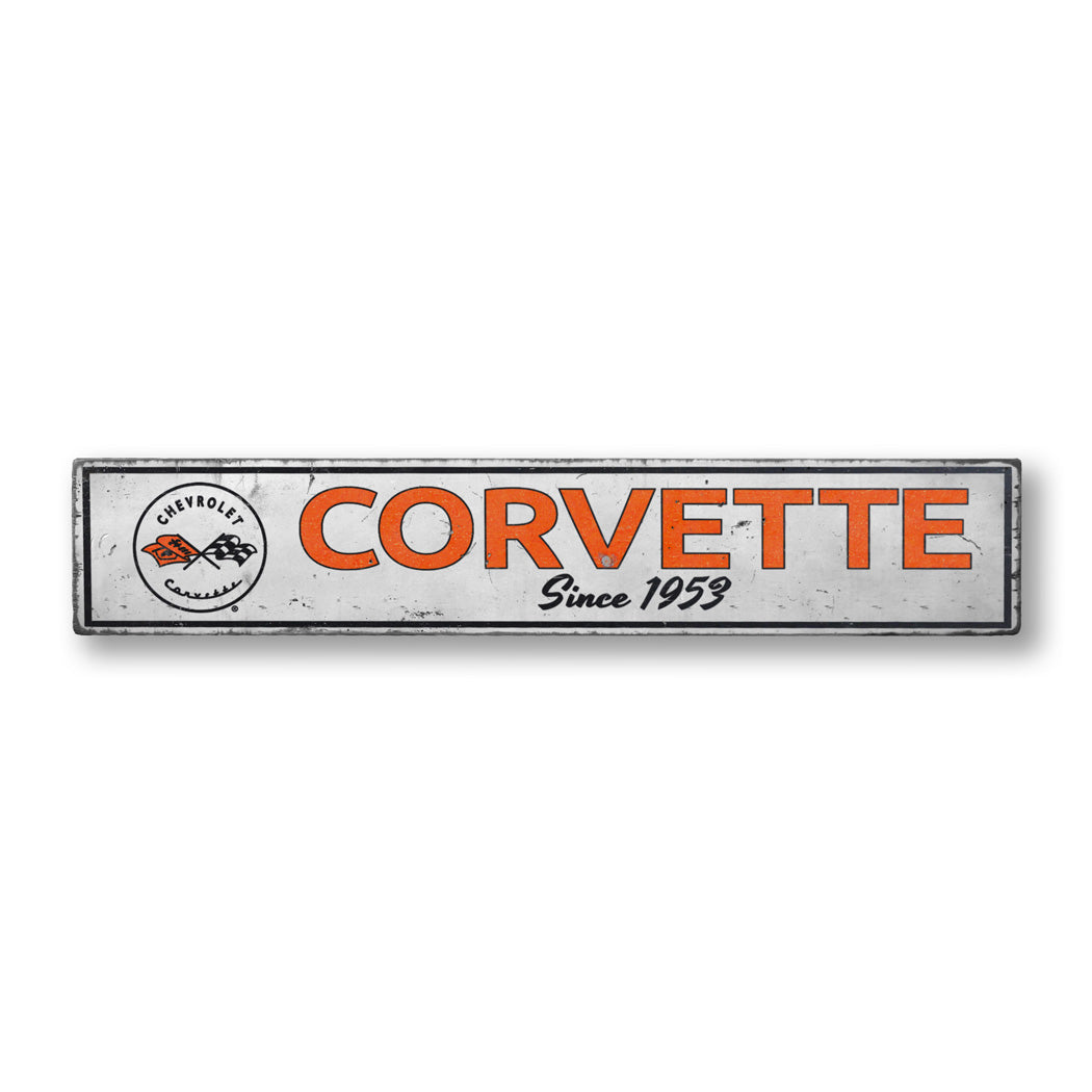 Corvette Year Rustic Wood Sign