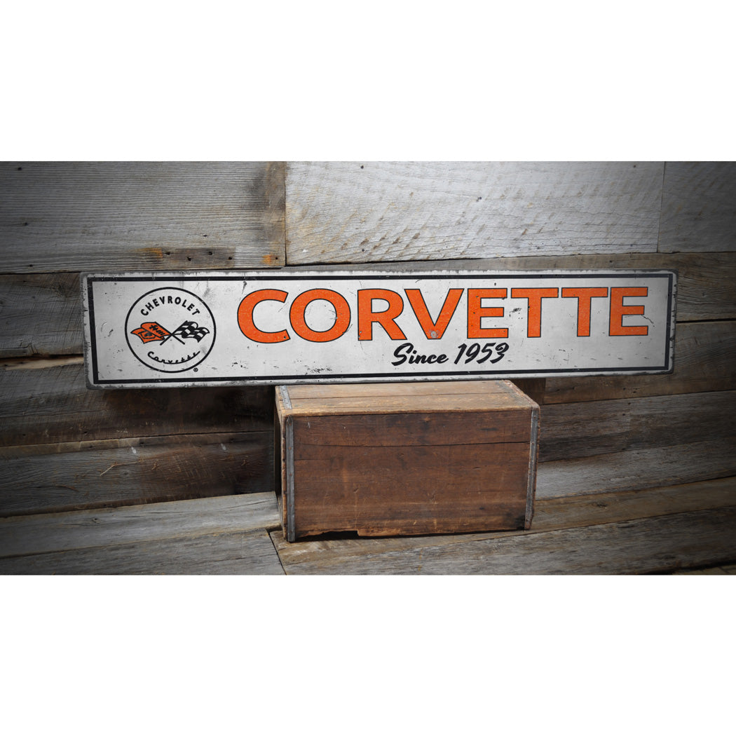 Corvette Year Rustic Wood Sign