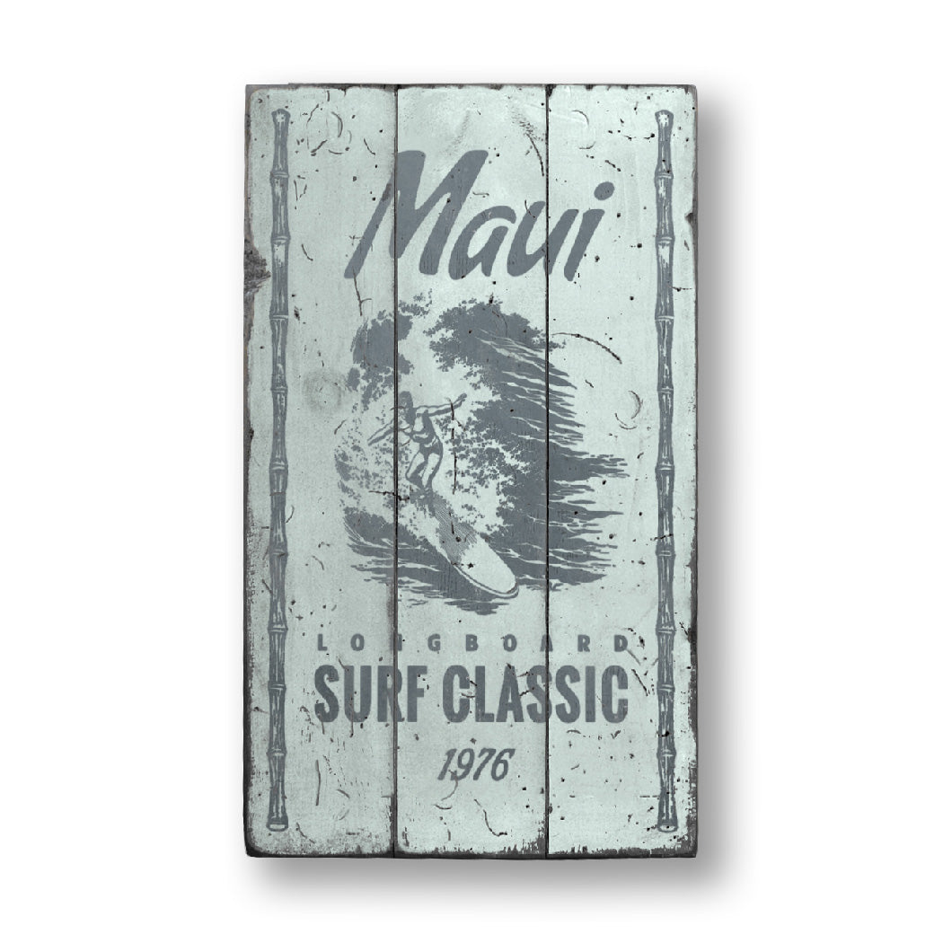 Maui Surfing Rustic Wood Sign