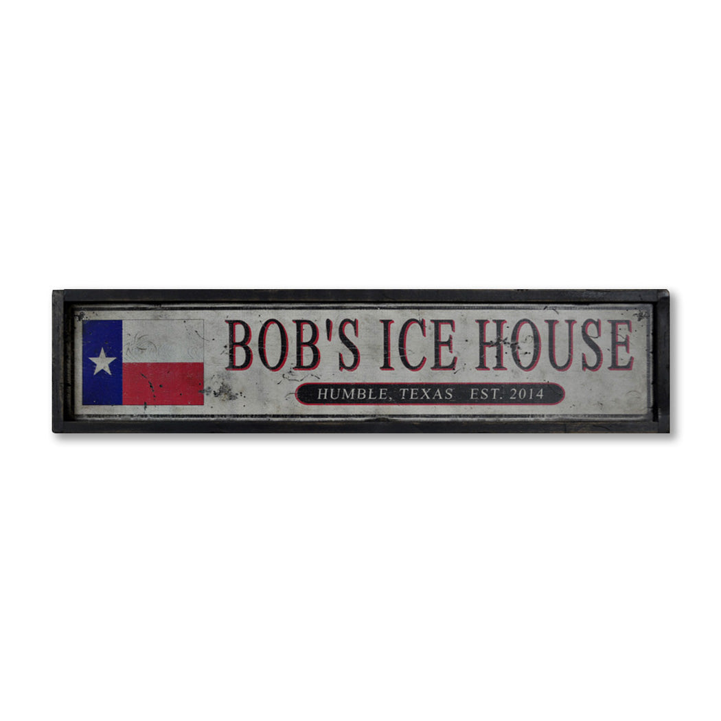 Ice House Est. Date Pub Rustic Wood Sign