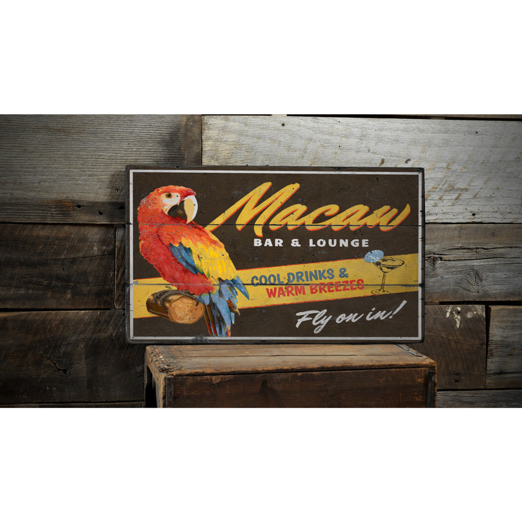 Macaw Bar And Lounge Wood Sign