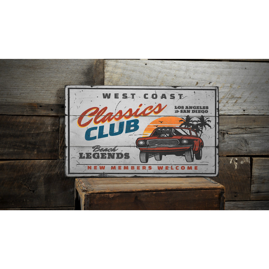 West Coast Classics Club Car Wood Sign