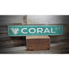 Coral Beach Street Rustic Wood Sign