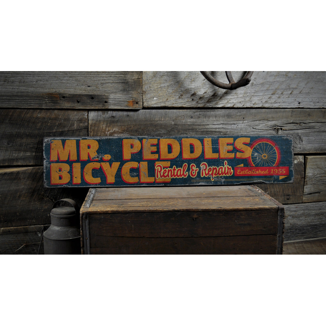 Bicycle Repair - Established Date Rustic Wood Sign