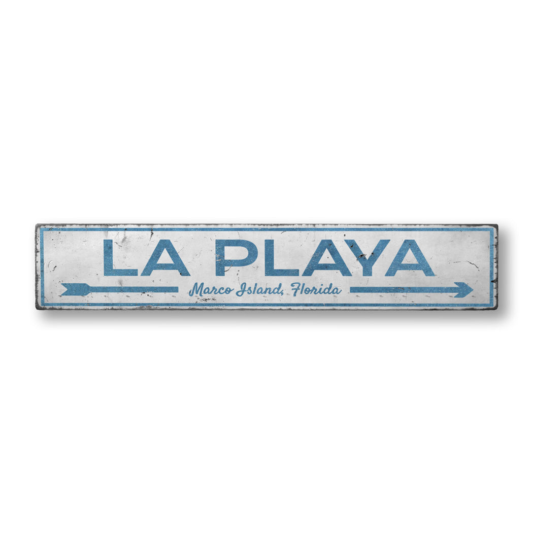 La Playa Beach Rustic Wood Sign