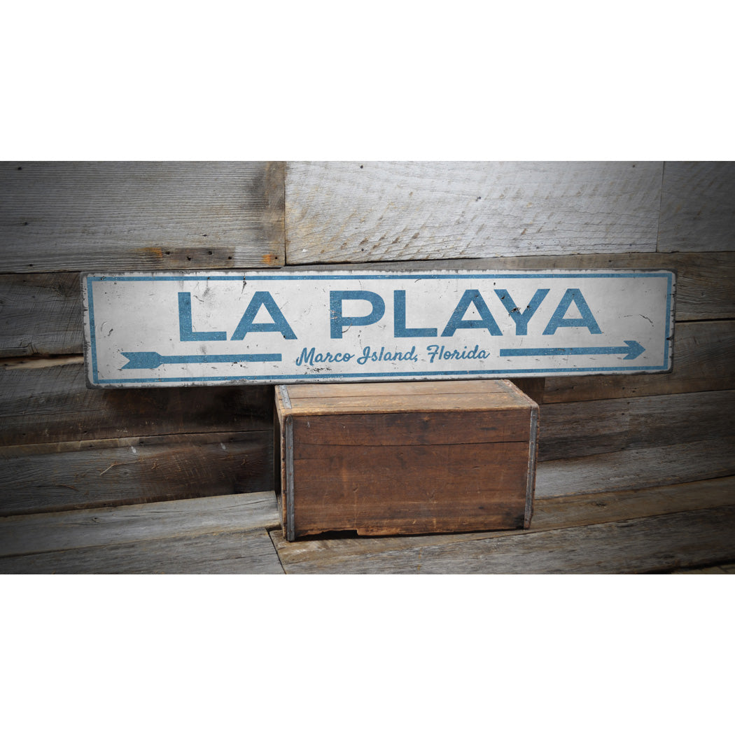 La Playa Beach Rustic Wood Sign