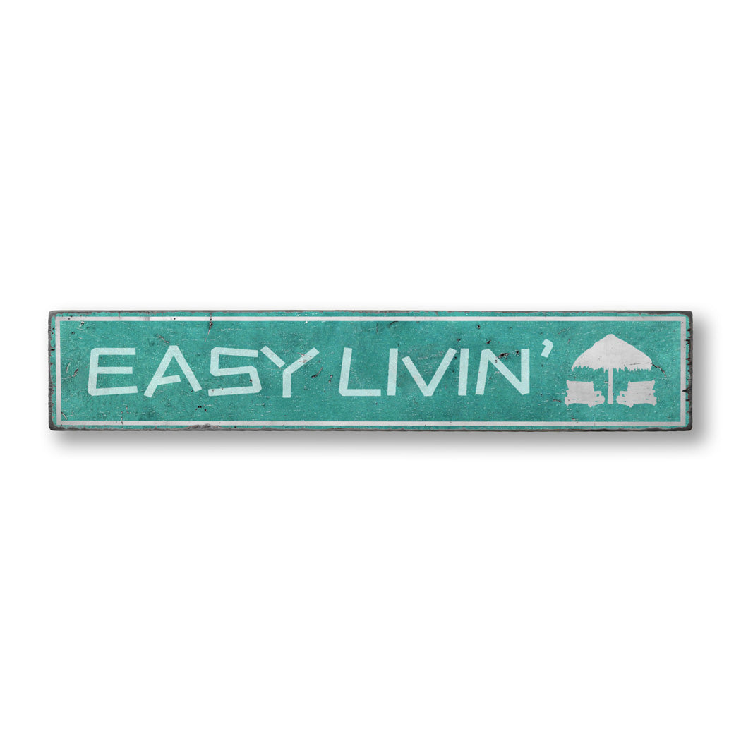 Easy Livin Beach Rustic Wood Sign