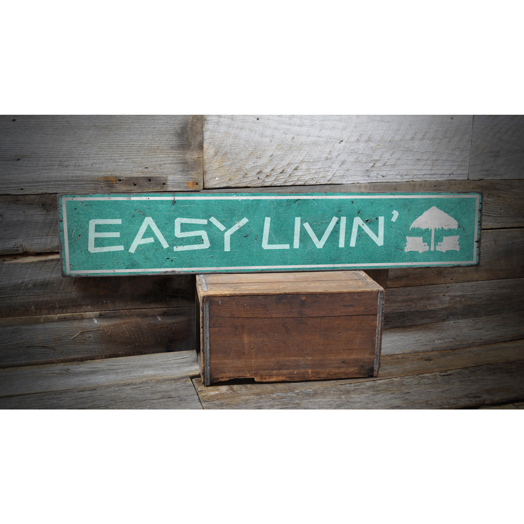 Easy Livin Beach Rustic Wood Sign