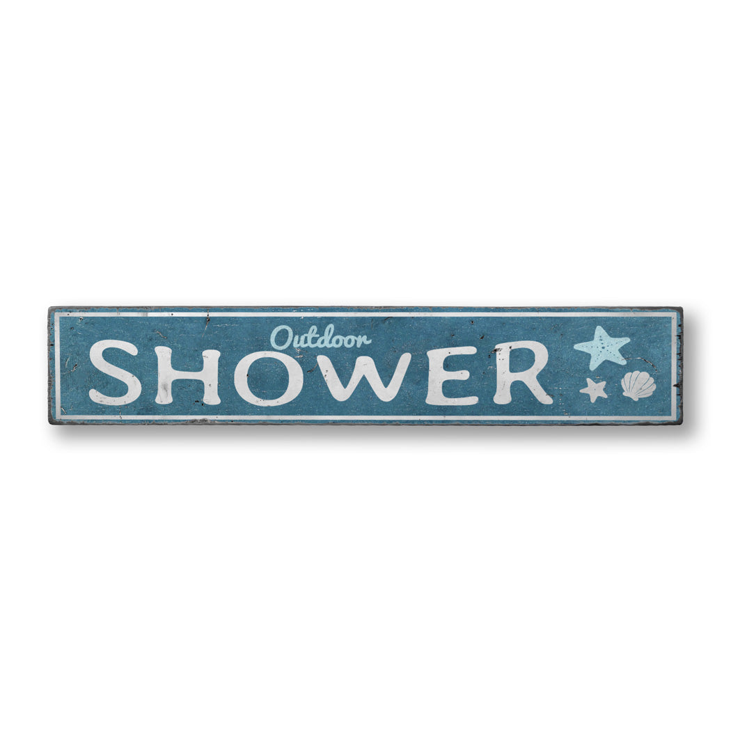 Outdoor Shower Beach Rustic Wood Sign