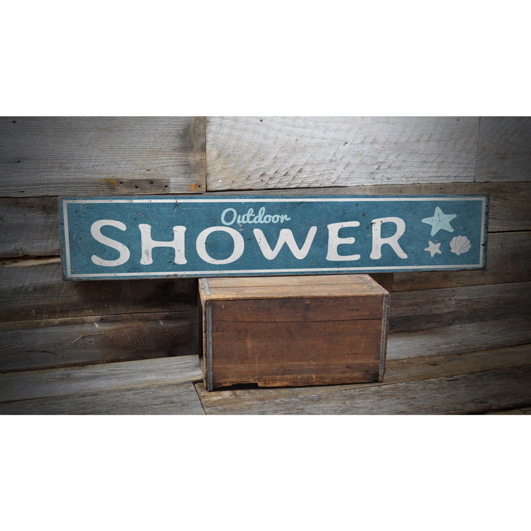 Outdoor Shower Beach Rustic Wood Sign