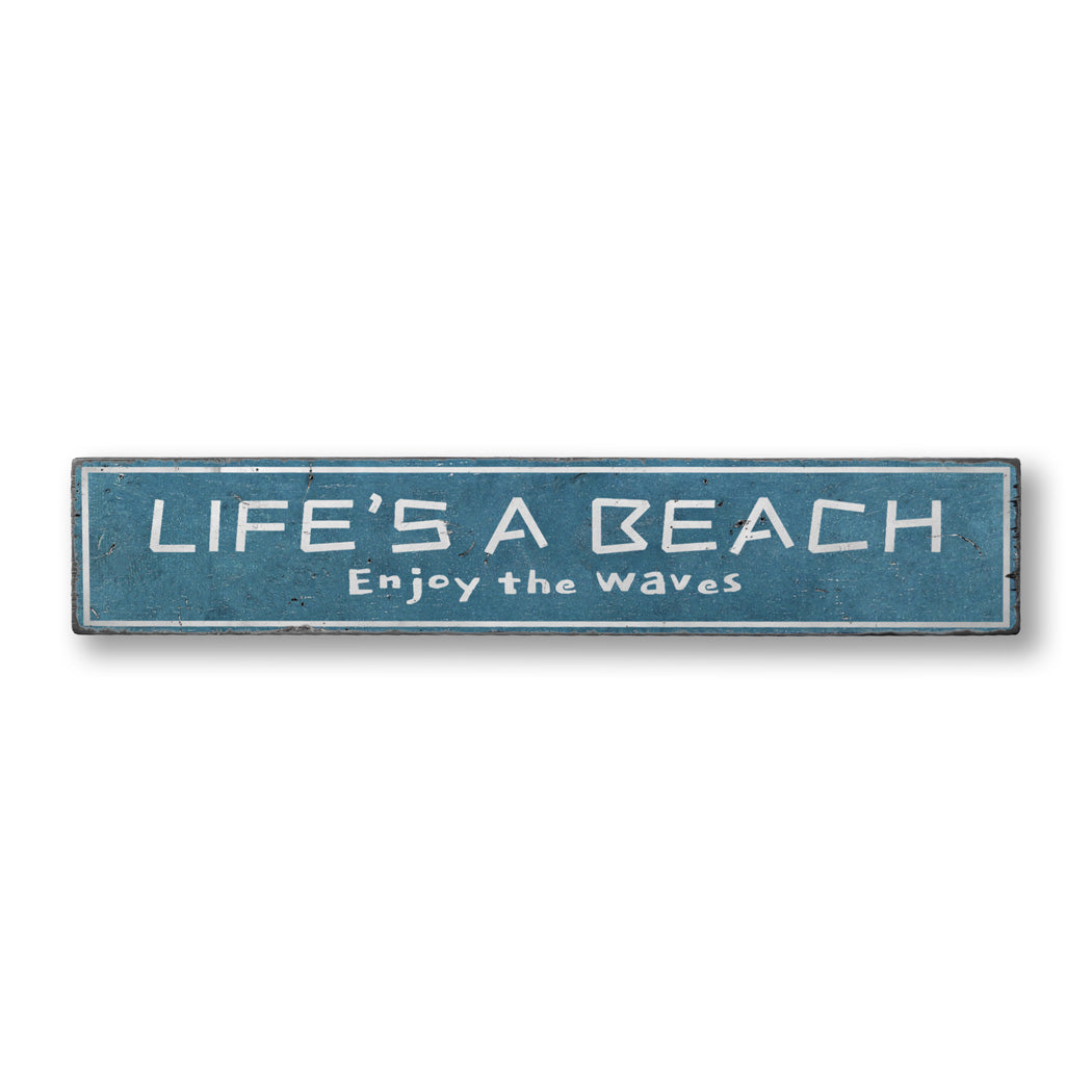 Life is a Beach Enjoy the Waves Rustic Wood Sign