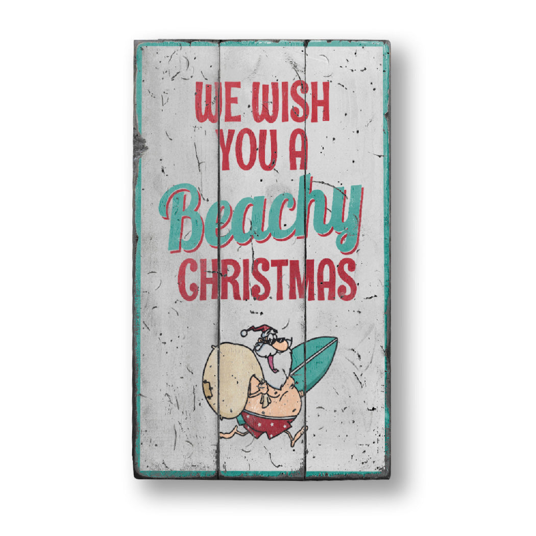 We Wish You a Beachy Christmas Rustic Wood Sign