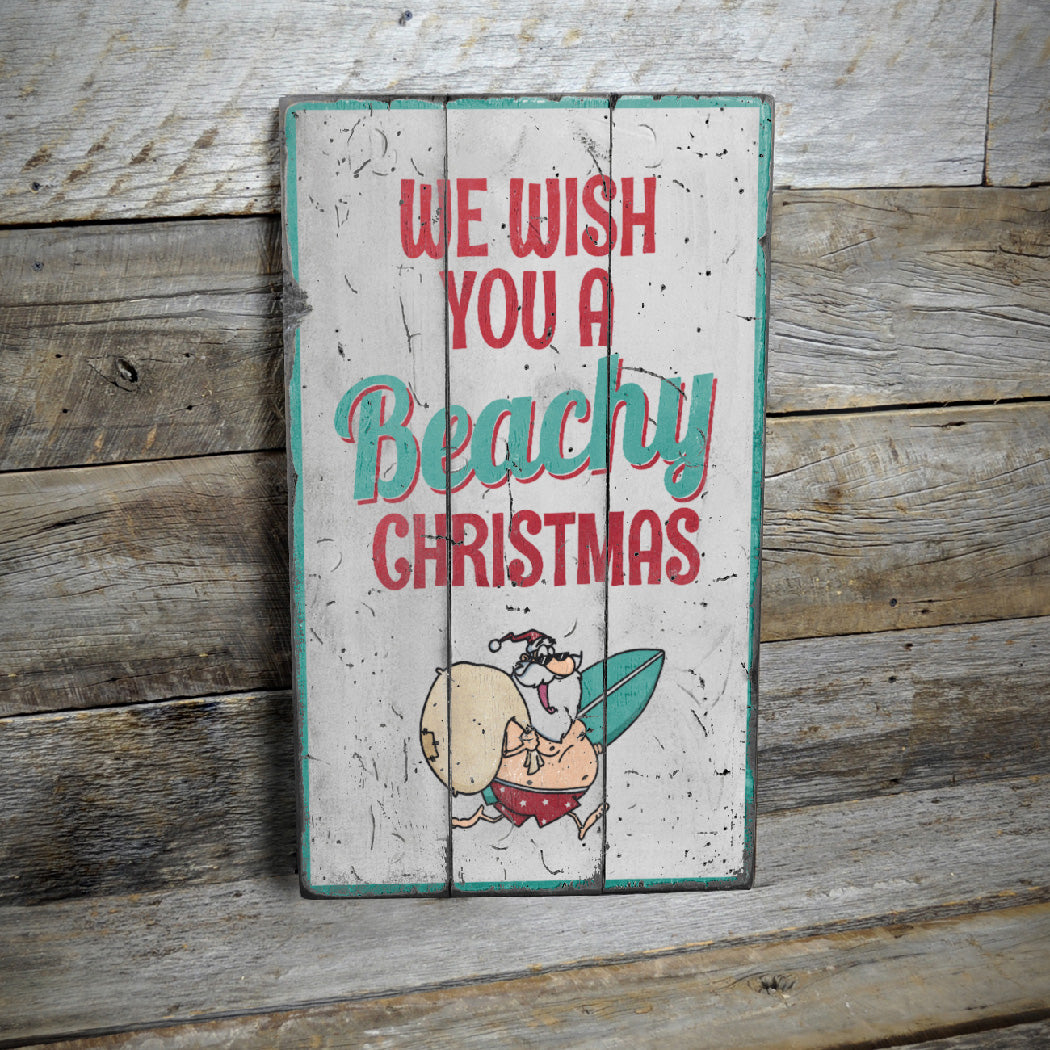 We Wish You a Beachy Christmas Rustic Wood Sign