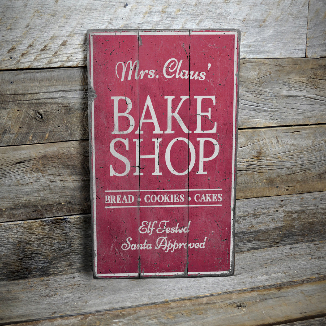 Santa Approved Bake Shop Rustic Wood Sign