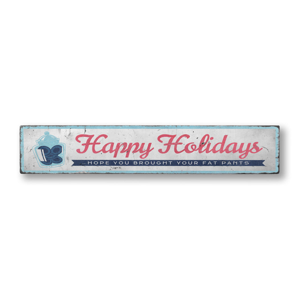 Happy Holidays Christmas Rustic Wood Sign