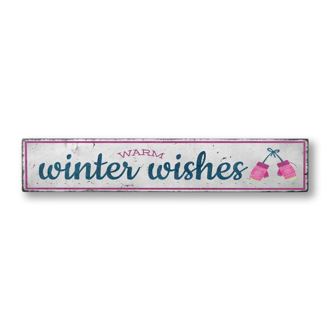 Winter Mittens Rustic Wood Sign