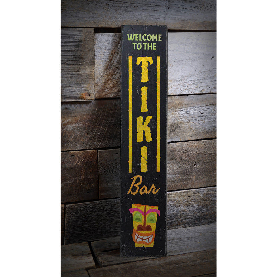 Vertical Tiki Bar Wood Sign