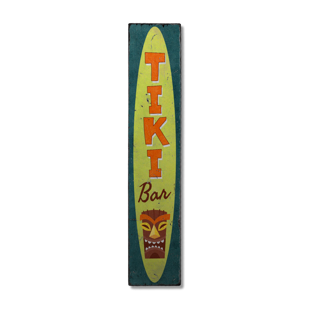 Vertical Tiki Wood Sign