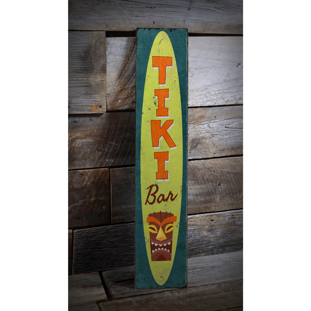 Vertical Tiki Wood Sign