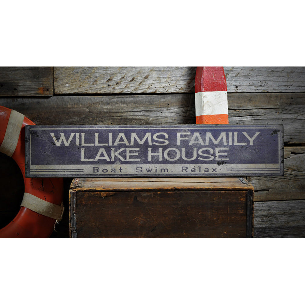 Boat Swim Relax Rustic Wood Sign