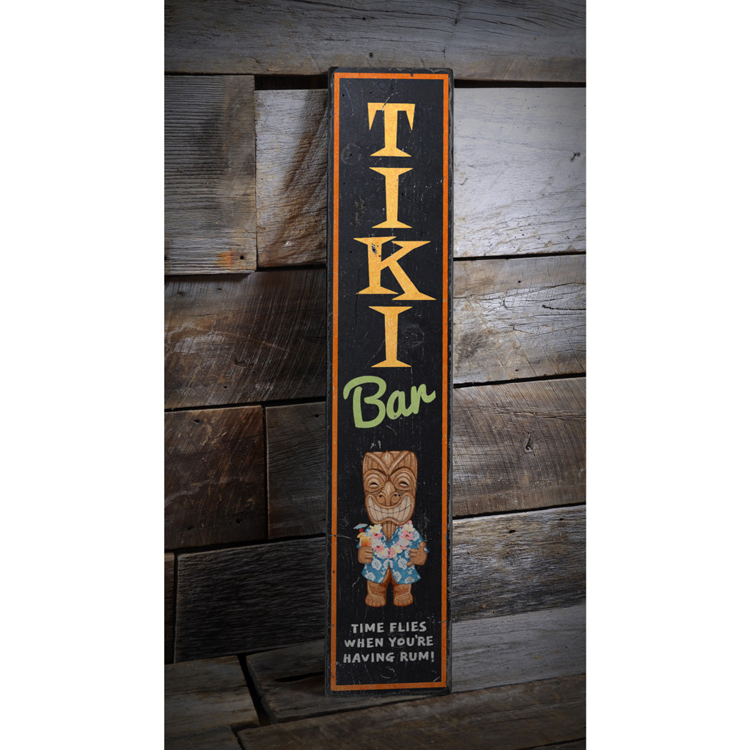 Vertical Tiki Beach Wood Sign