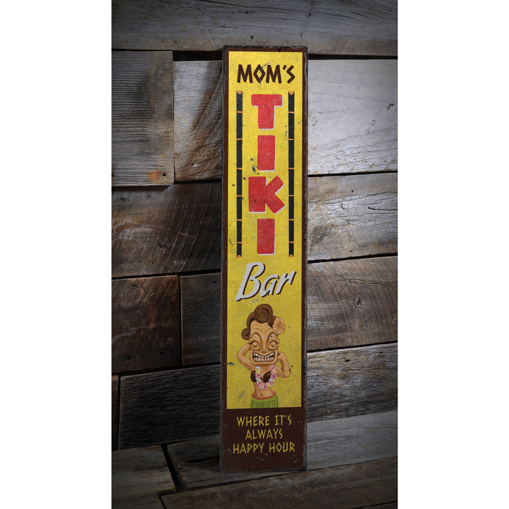 Mom's Tiki Bar Wood Sign