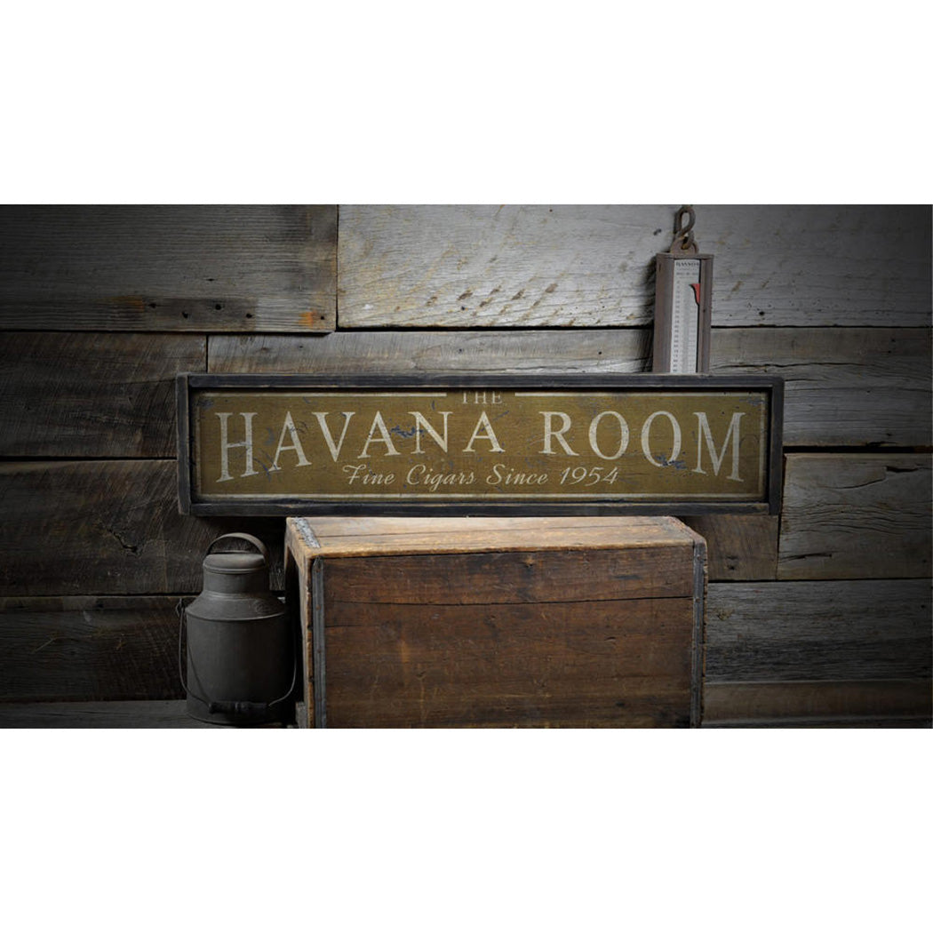 Havana Room Fine Cigar Rustic Wood Sign