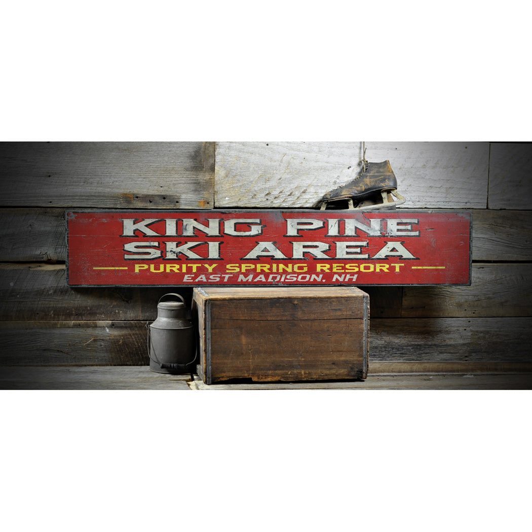 Ski Area City State Rustic Wood Sign