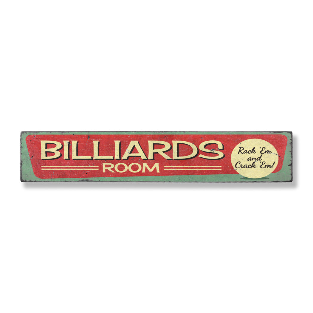 Vintage Billiards Room Wood Sign