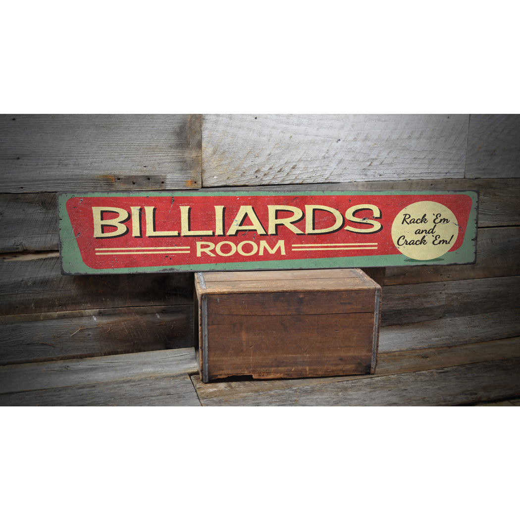 Vintage Billiards Room Wood Sign