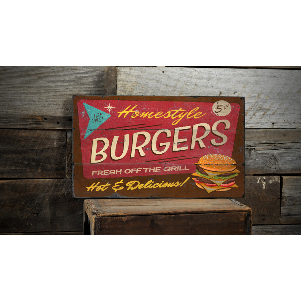 Homestyle Burgers Wood Sign