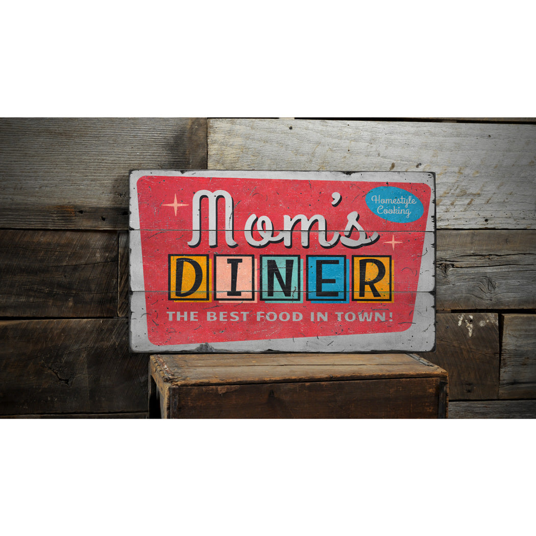 Mom's Diner Wood Sign