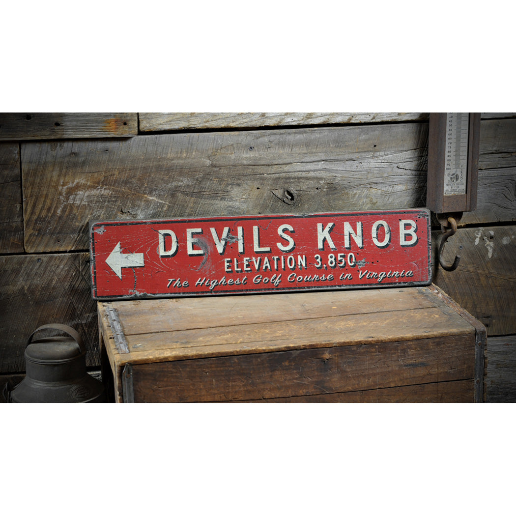 Devil's Knob Golf Destination Rustic Wood Sign