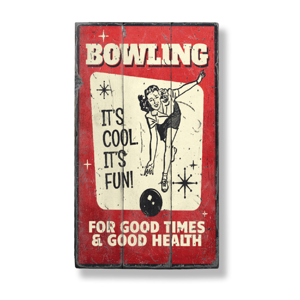 Retro Bowling Wood Sign